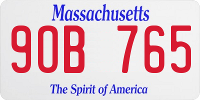 MA license plate 9OB765