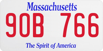MA license plate 9OB766