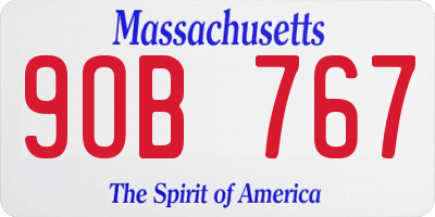 MA license plate 9OB767