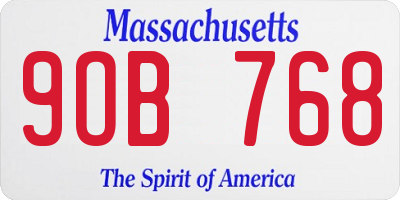 MA license plate 9OB768