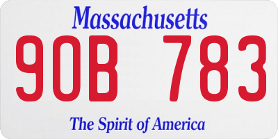 MA license plate 9OB783