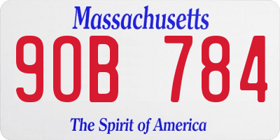 MA license plate 9OB784