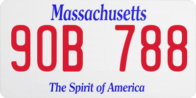 MA license plate 9OB788
