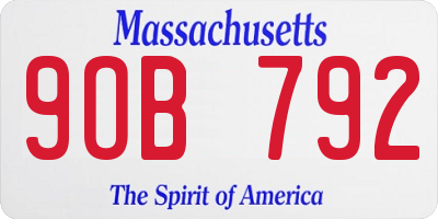 MA license plate 9OB792