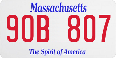 MA license plate 9OB807