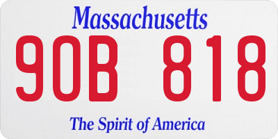 MA license plate 9OB818