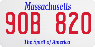 MA license plate 9OB820