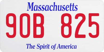 MA license plate 9OB825