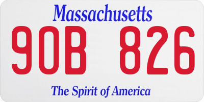 MA license plate 9OB826