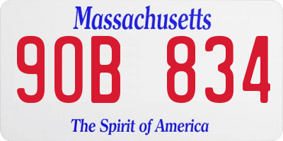 MA license plate 9OB834