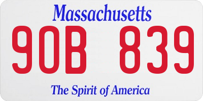 MA license plate 9OB839