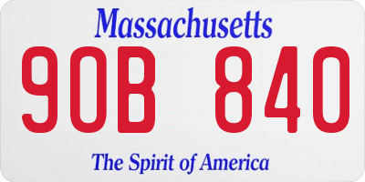 MA license plate 9OB840