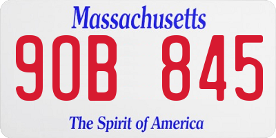 MA license plate 9OB845