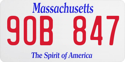 MA license plate 9OB847