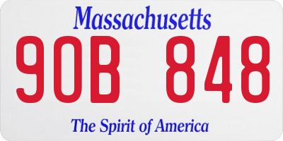 MA license plate 9OB848