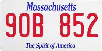 MA license plate 9OB852