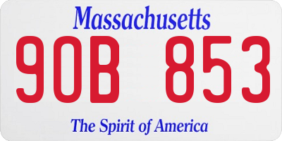 MA license plate 9OB853