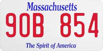 MA license plate 9OB854