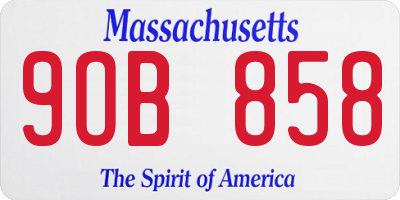 MA license plate 9OB858