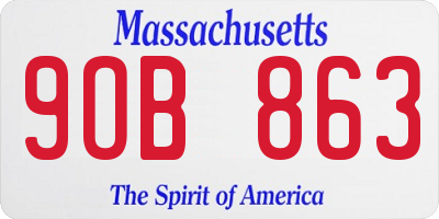 MA license plate 9OB863