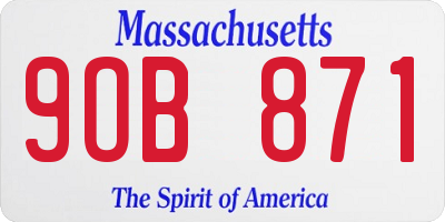 MA license plate 9OB871