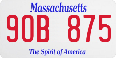 MA license plate 9OB875