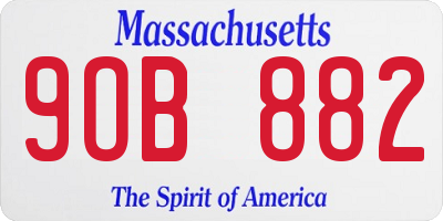 MA license plate 9OB882