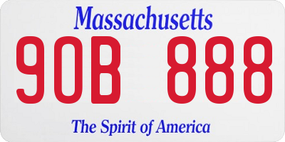 MA license plate 9OB888