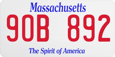 MA license plate 9OB892