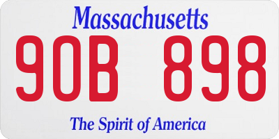MA license plate 9OB898