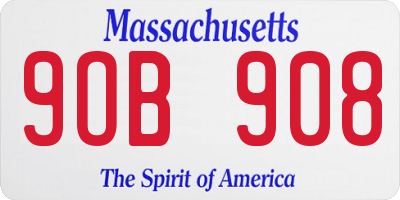MA license plate 9OB908