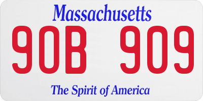 MA license plate 9OB909