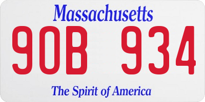 MA license plate 9OB934