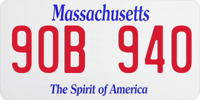 MA license plate 9OB940