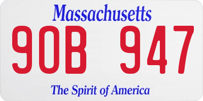 MA license plate 9OB947