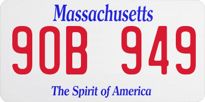 MA license plate 9OB949