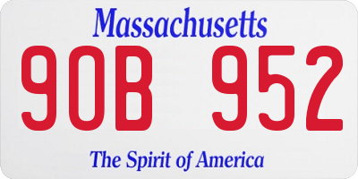 MA license plate 9OB952