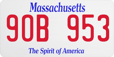 MA license plate 9OB953