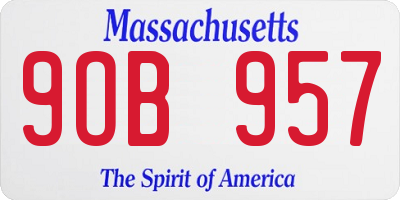 MA license plate 9OB957