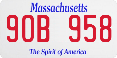 MA license plate 9OB958