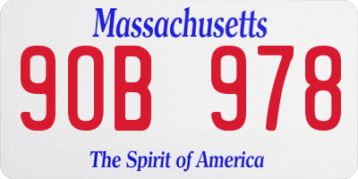 MA license plate 9OB978