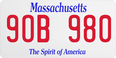 MA license plate 9OB980