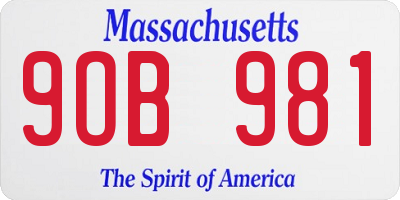 MA license plate 9OB981