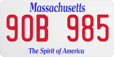 MA license plate 9OB985