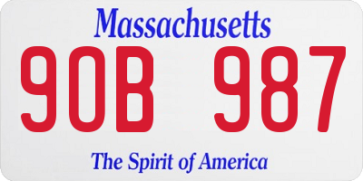 MA license plate 9OB987