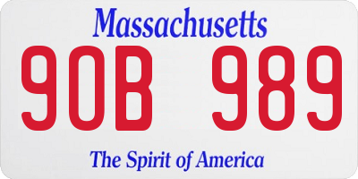 MA license plate 9OB989