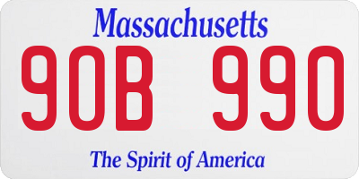 MA license plate 9OB990