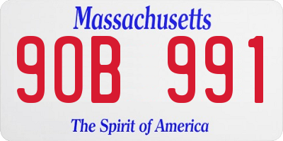 MA license plate 9OB991