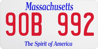 MA license plate 9OB992