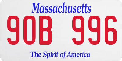 MA license plate 9OB996